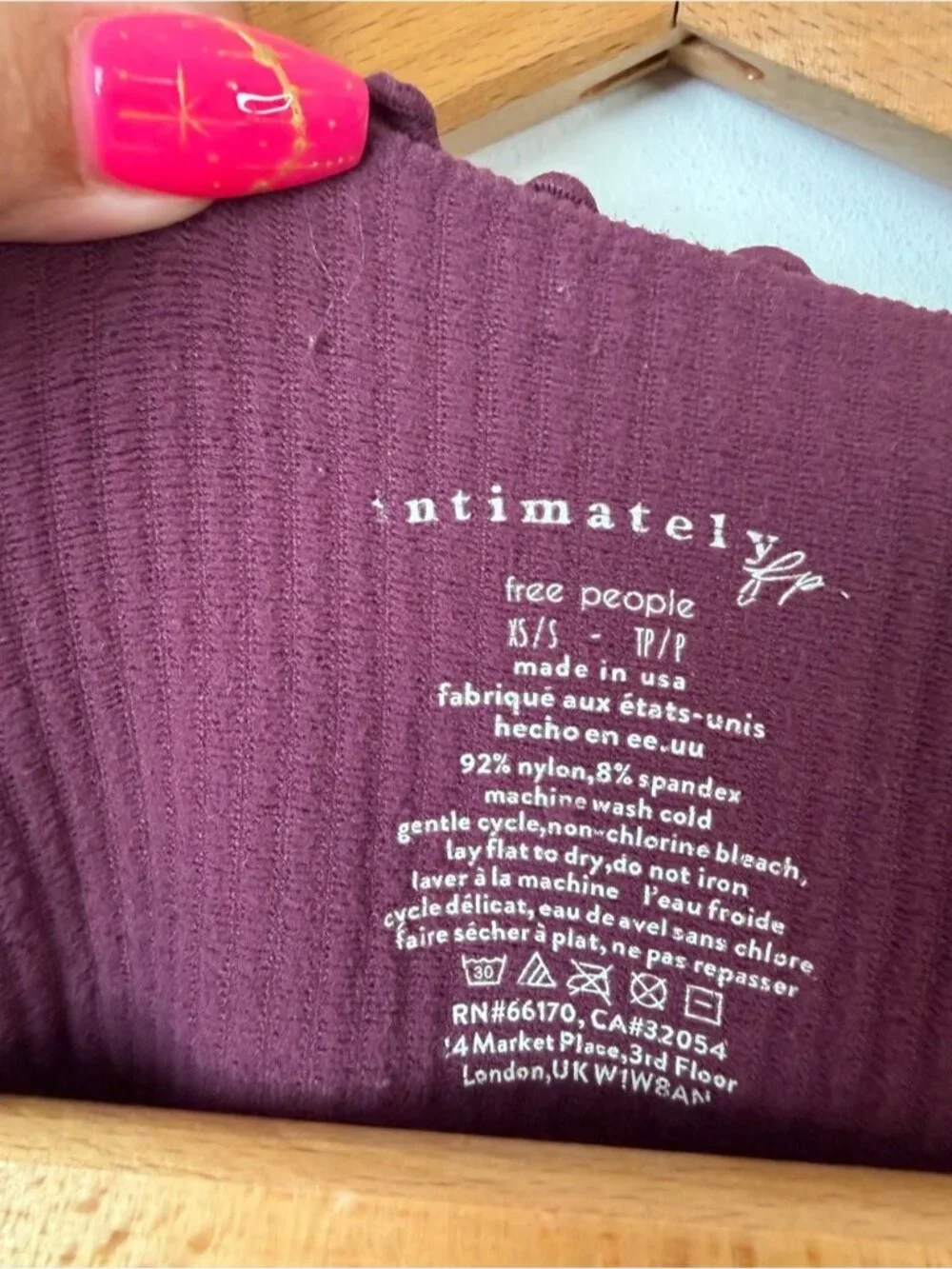 Intimately Free People Ribbed Crop Top Burgundy Lettuce Hem Size XS/Small Boho